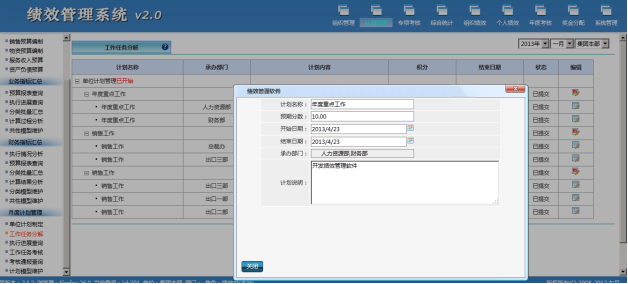 集團績效管理系統:工作計劃管理系統